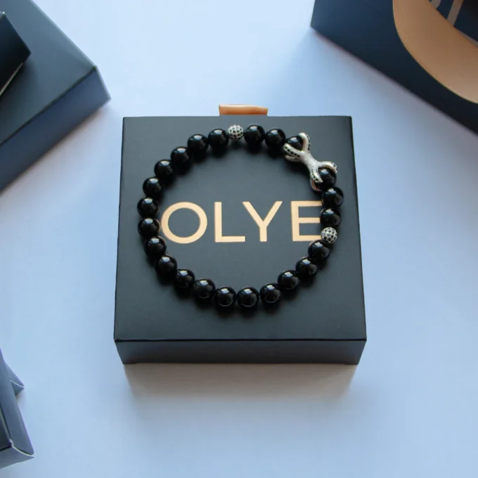 Qara Obsidian Daşı Qolbaq